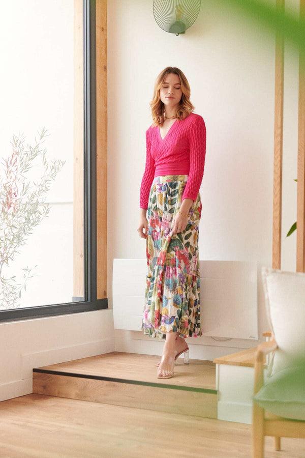 rene derhy Jupe longue imprimée en coton FORTUNE