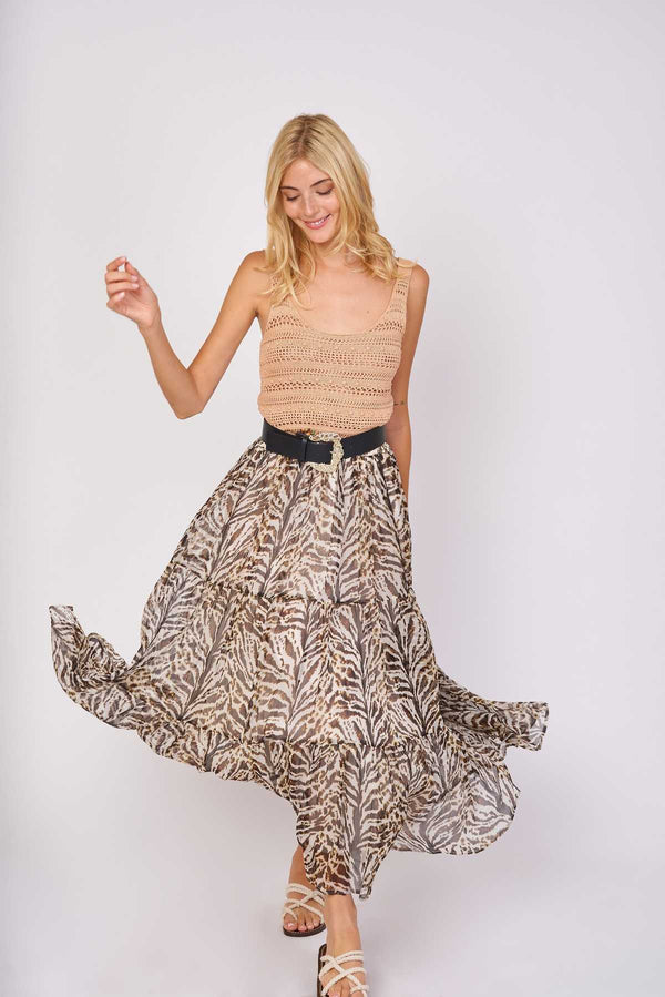 Rene Derhy Jupe Longue Imprimée Voile FOLIE