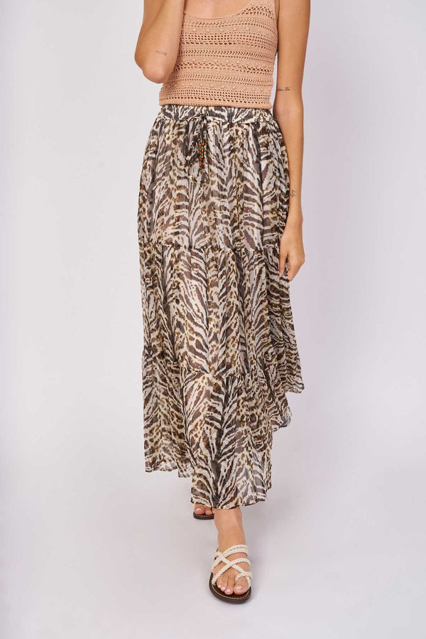 rene derhy Jupe longue imprimée voile FOLIE