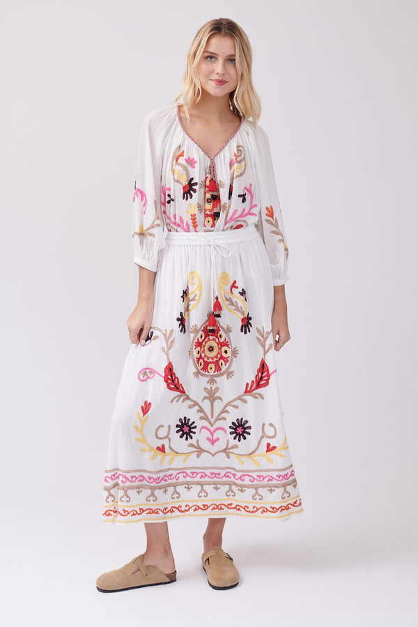 rene derhy Jupe longue maxi brodée VALLORIS