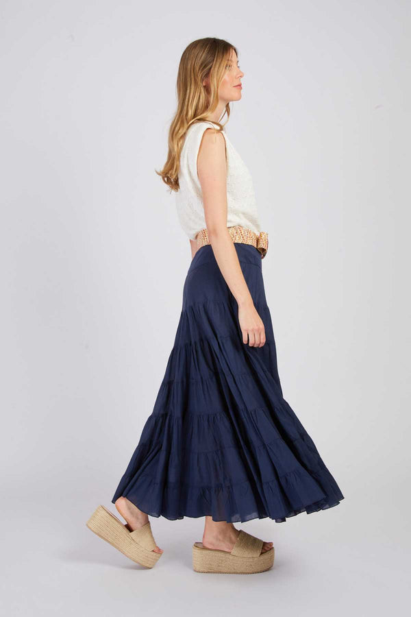 Rene Derhy Jupe Longue Unie à Volants ACANTHE