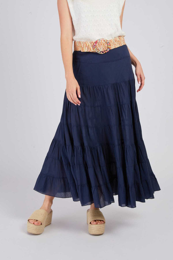 Rene Derhy Jupe Longue Unie à Volants ACANTHE