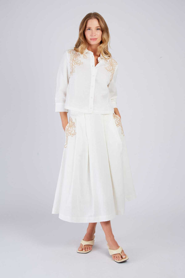 rene derhy Jupe mi longue avec broderies AGEN