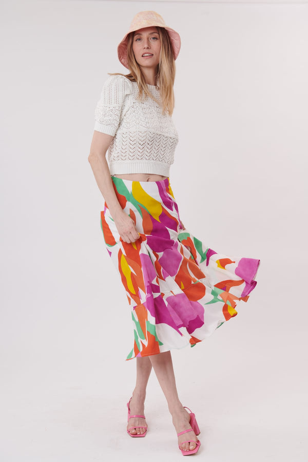 Rene Derhy Jupe Mi-longue Imprimée à Volants VARDA