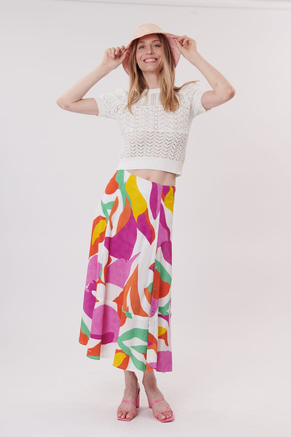 Rene Derhy Jupe Mi-longue Imprimée à Volants VARDA