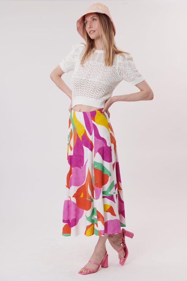 rene derhy Jupe mi-longue imprimée à volants VARDA