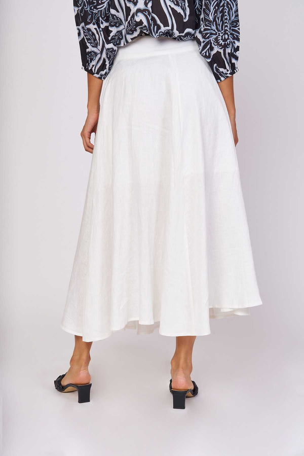 Rene Derhy Jupe Midi Ample En Lin Uni FONTAINE