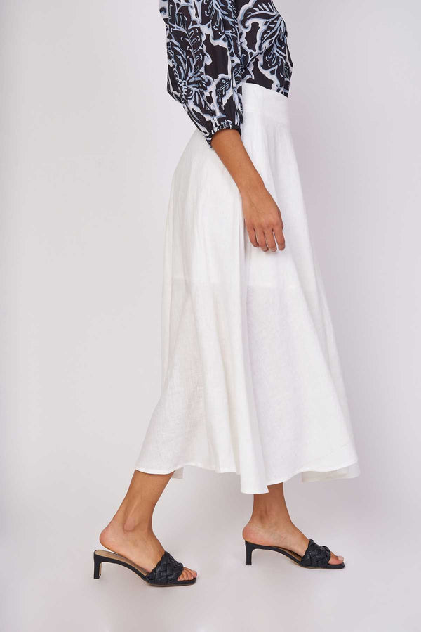 Rene Derhy Jupe Midi Ample En Lin Uni FONTAINE