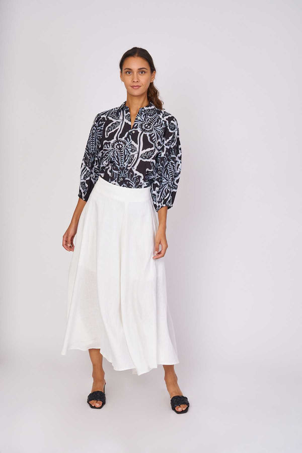 rene derhy Jupe midi ample en lin uni FONTAINE