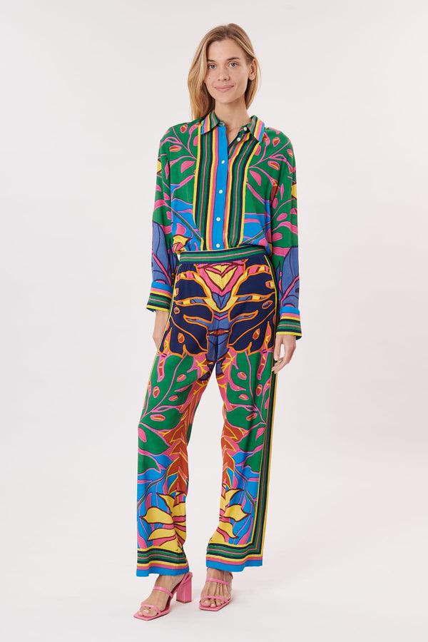 rene derhy Pantalon ample imprimé et rayé PAULA