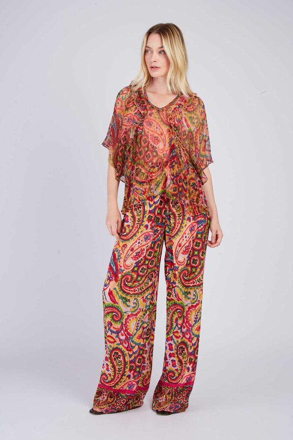 rene derhy Pantalon évasé imprimé DARJEELING