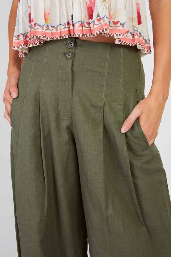 Rene Derhy Pantalon Large Uni En Lin DAISY
