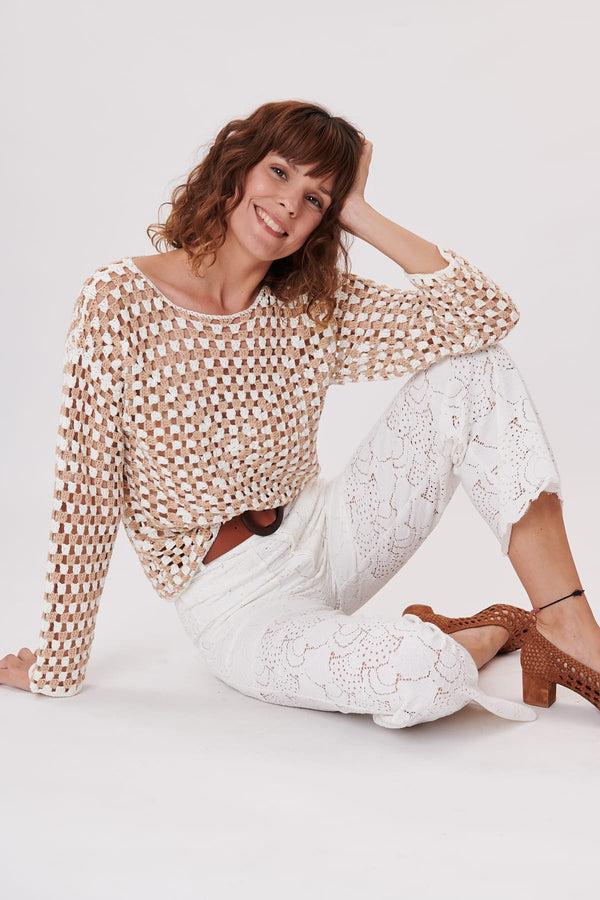 Rene Derhy Pull En Crochet à Manches Longues ZABOU