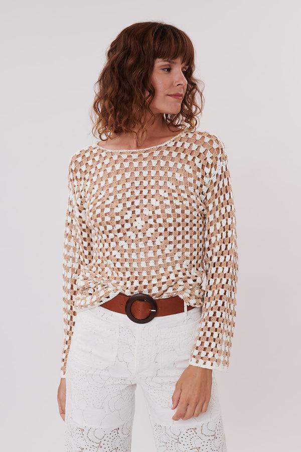 rene derhy Pull en crochet à manches longues ZABOU