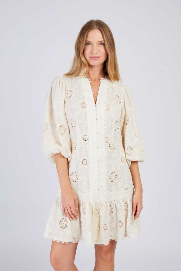 Rene Derhy Robe Courte Brodée CARNAC