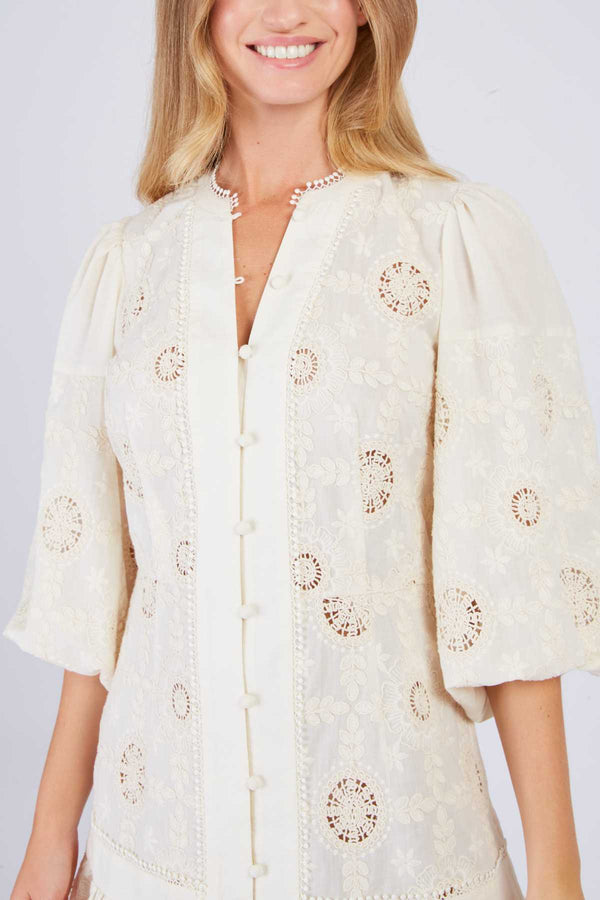 Rene Derhy Robe Courte Brodée CARNAC