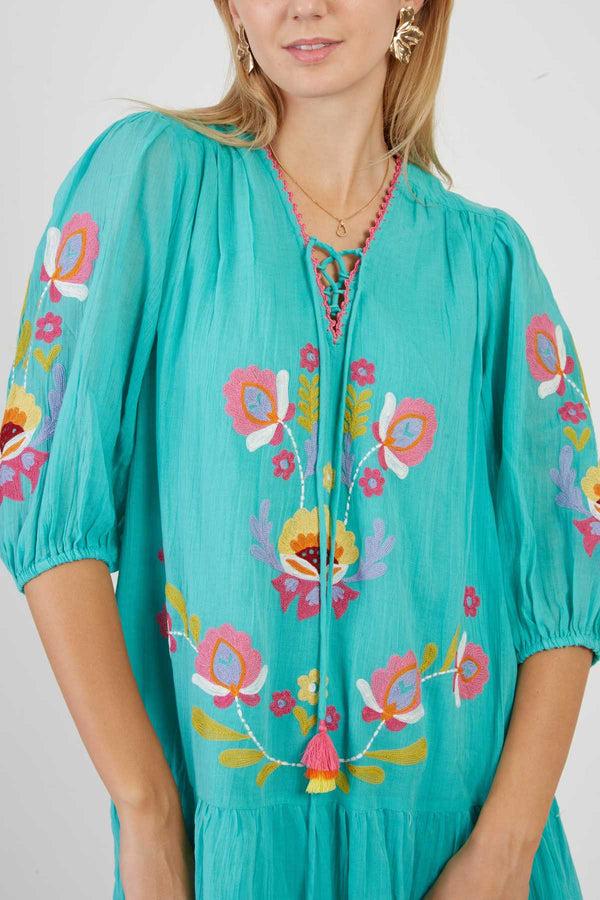 Rene Derhy Robe Courte Brodée CINDY