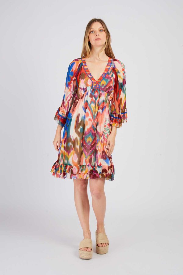 rene derhy Robe courte imprimée fluide PACOTILLE