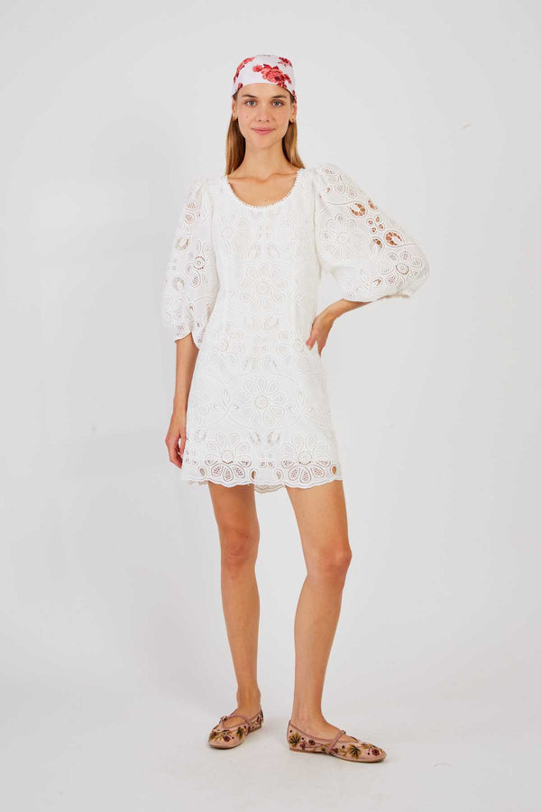 Rene Derhy Robe Courte Unie En Dentelle CATHY