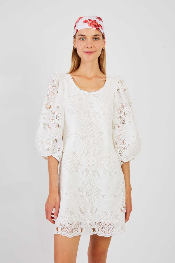 Rene Derhy Robe Courte Unie En Dentelle CATHY