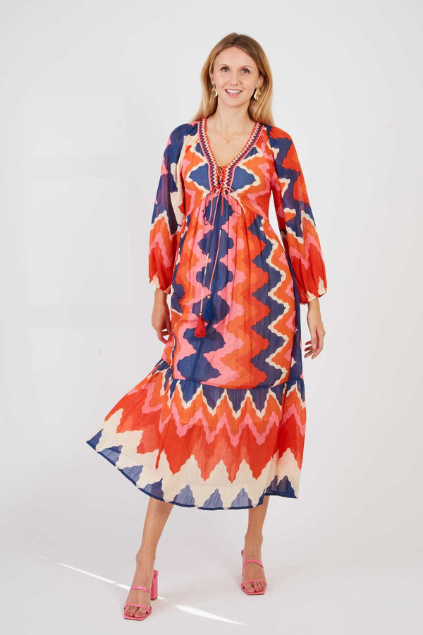 rene derhy Robe longue bohème imprimée PELAINE