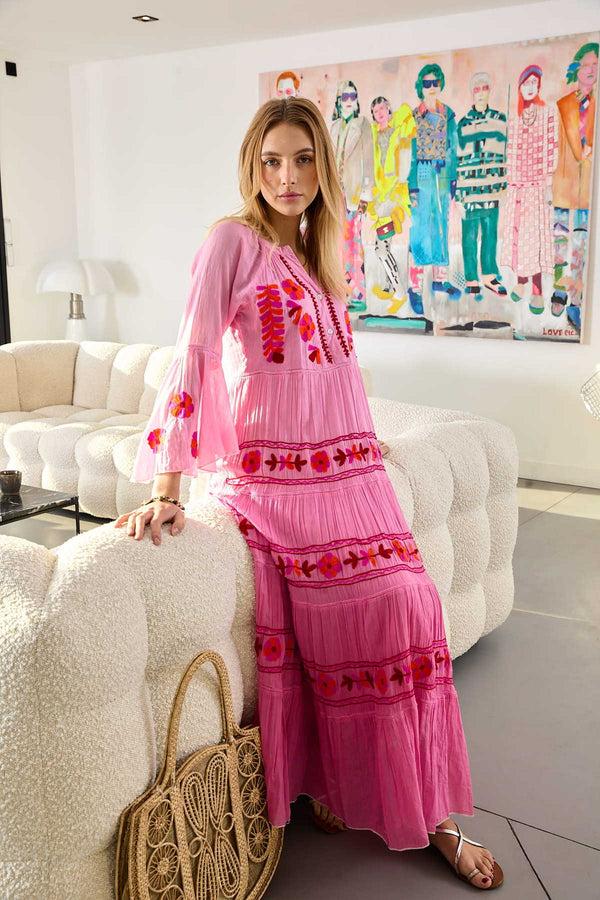 rene derhy Robe longue brodée CARACAS