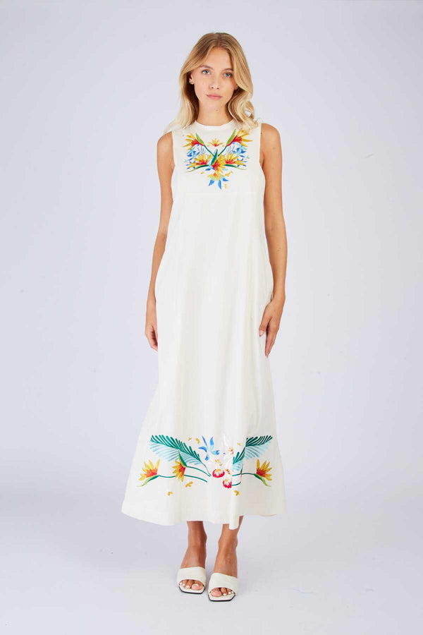 rene derhy Robe longue brodée CARDAMONE