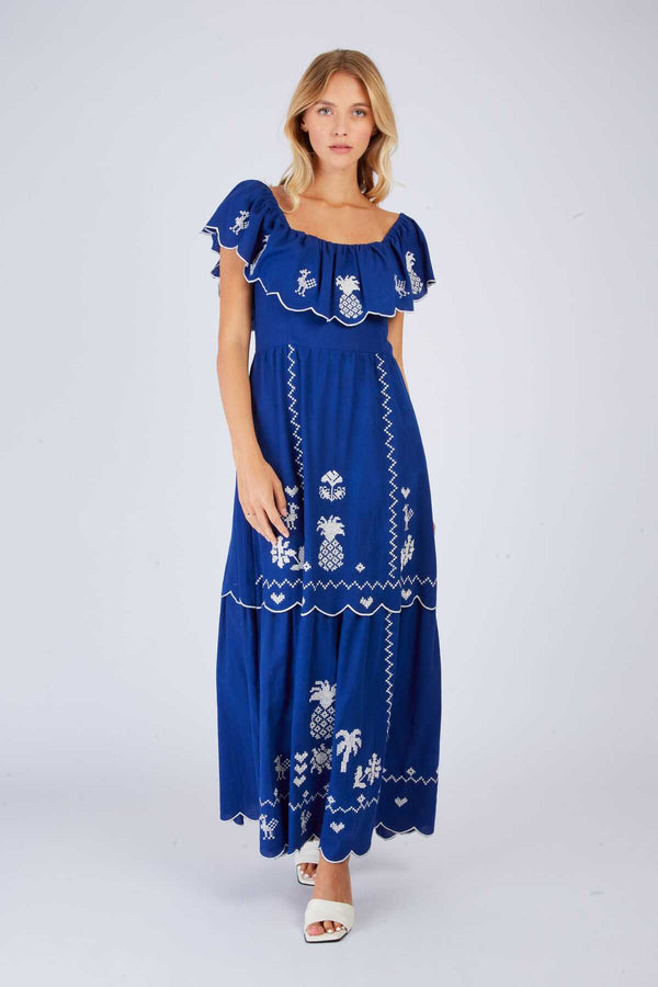 rene derhy Robe longue brodée CHANCE