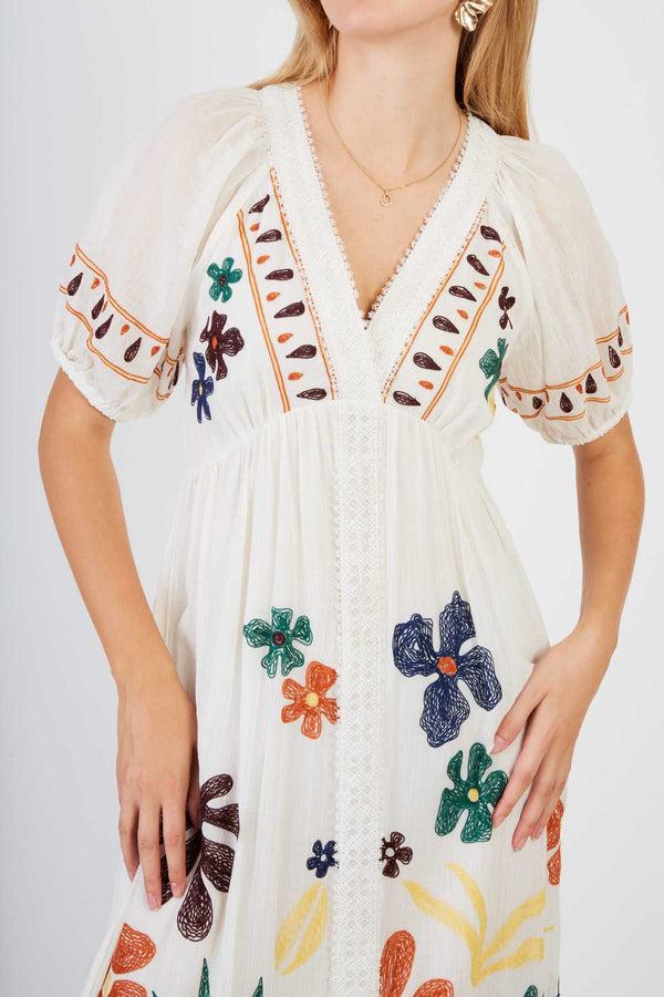 Rene Derhy Robe Longue Brodée CHIMENE