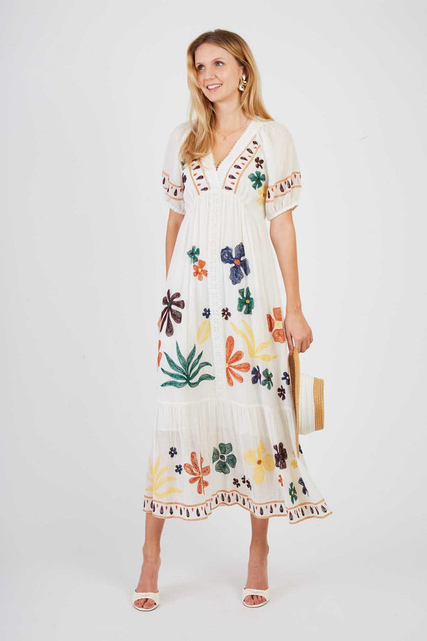 rene derhy Robe longue brodée CHIMENE