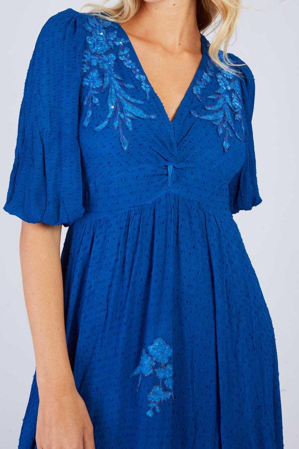 Rene Derhy Robe Longue Brodée Unie CAPUCINE