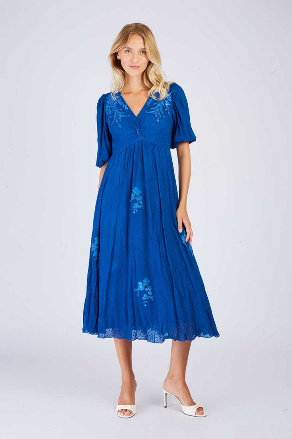 rene derhy Robe longue brodée unie CAPUCINE