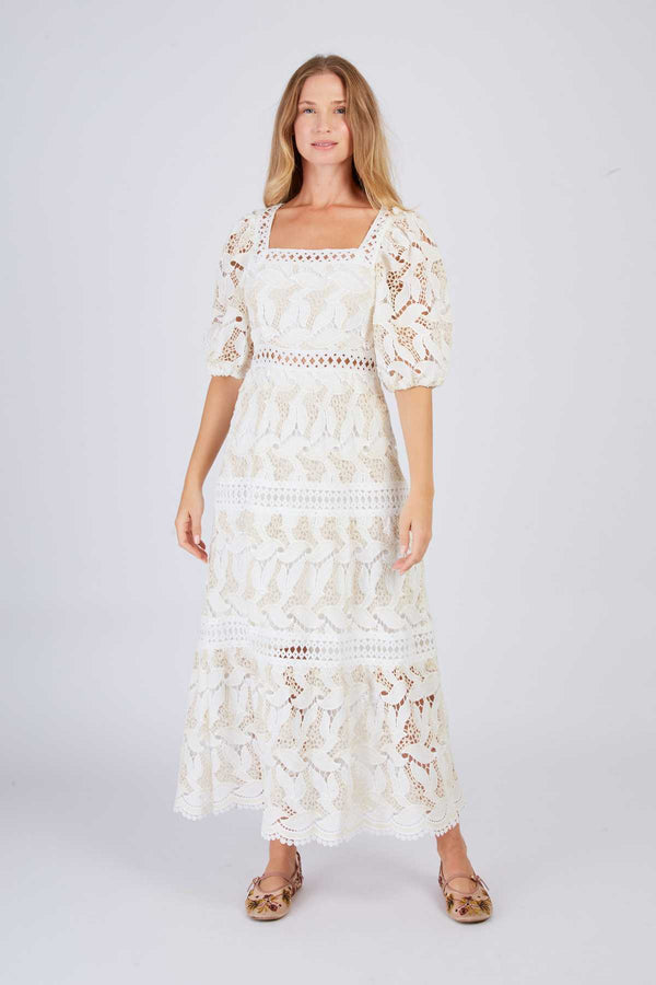 rene derhy Robe longue en dentelle CASSIOPEE