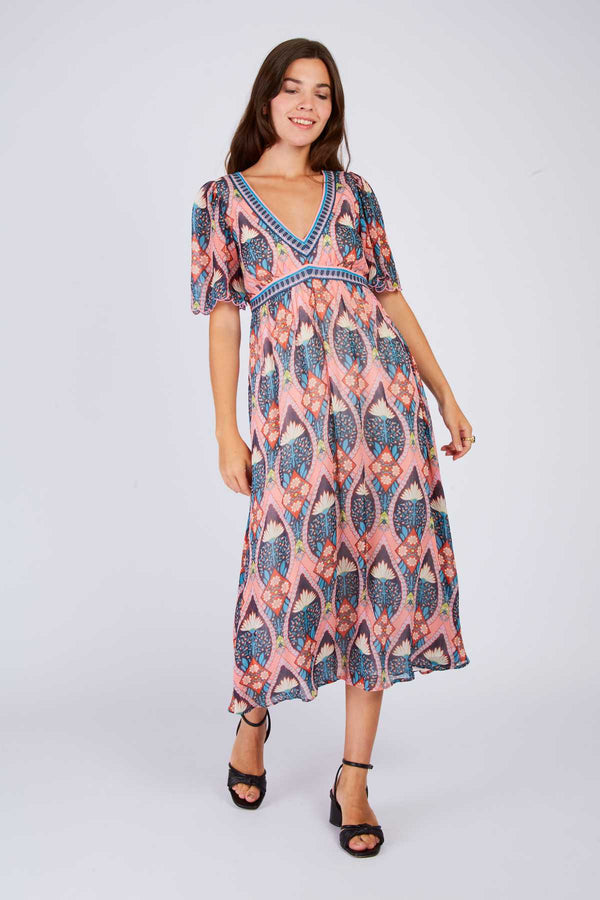 rene derhy Robe longue imprimée PAPYRUS