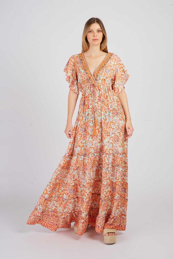 rene derhy Robe longue imprimée PHARAON