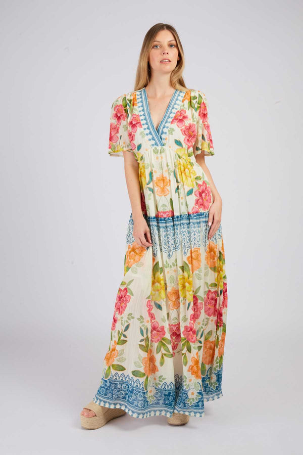 Rene Derhy Robe Longue Imprimée PHILATELIE