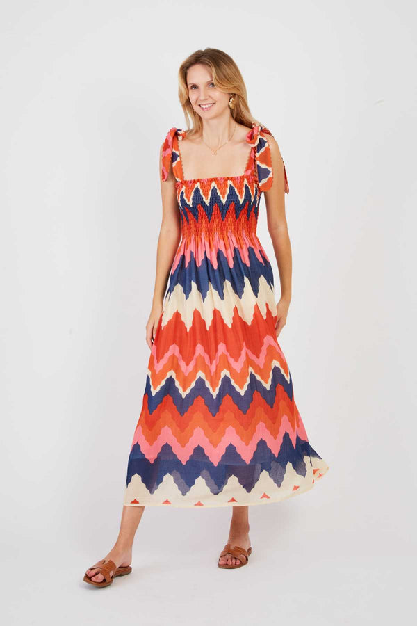 Rene Derhy Robe Longue Nouée Aux épaules PETALE