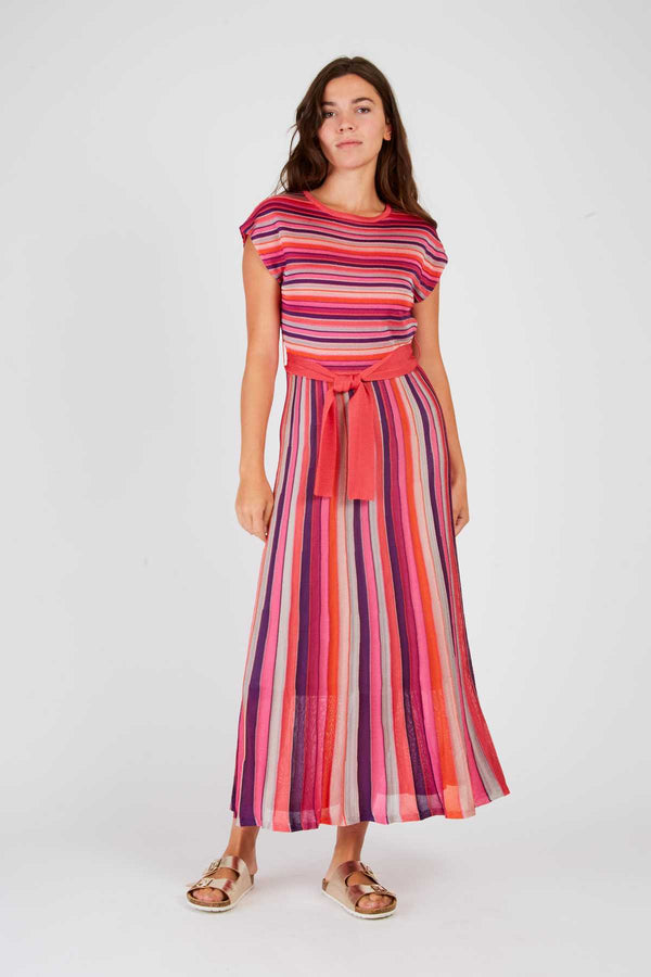 Rene Derhy Robe Longue Rayée En Maille XABINA