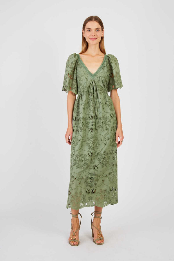 Rene Derhy Robe Longue Unie En Dentelle CALYPSO