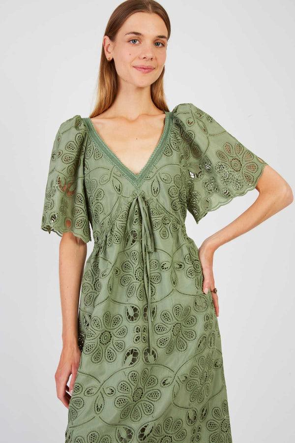 Rene Derhy Robe Longue Unie En Dentelle CALYPSO