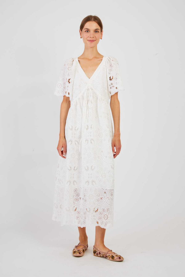 Rene Derhy Robe Longue Unie En Dentelle CALYPSO