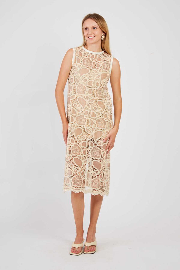 rene derhy Robe mi longue en dentelle CARLY