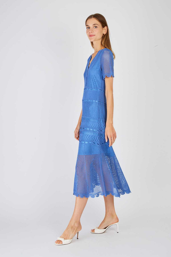 Rene Derhy Robe Midi En Maille Ajourée XARENI