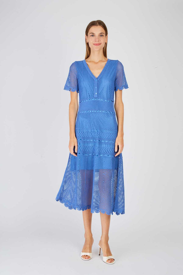 rene derhy Robe midi en maille ajourée XARENI