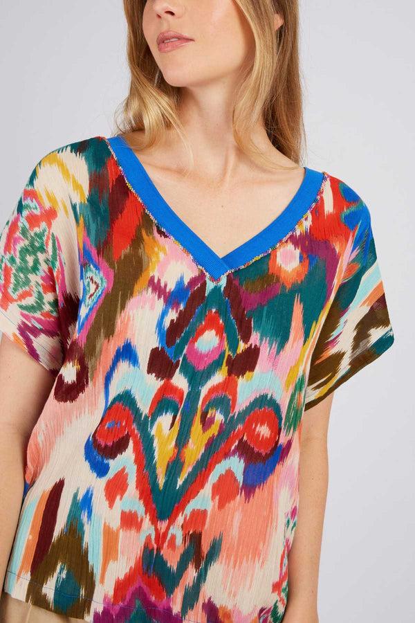 Rene Derhy Tee Shirt Imprimé Col V ZABOU