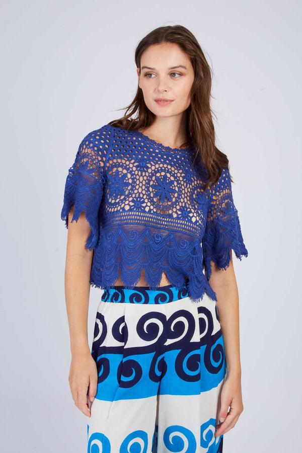 Rene Derhy Top Court En Dentelle Crochetée ELKA