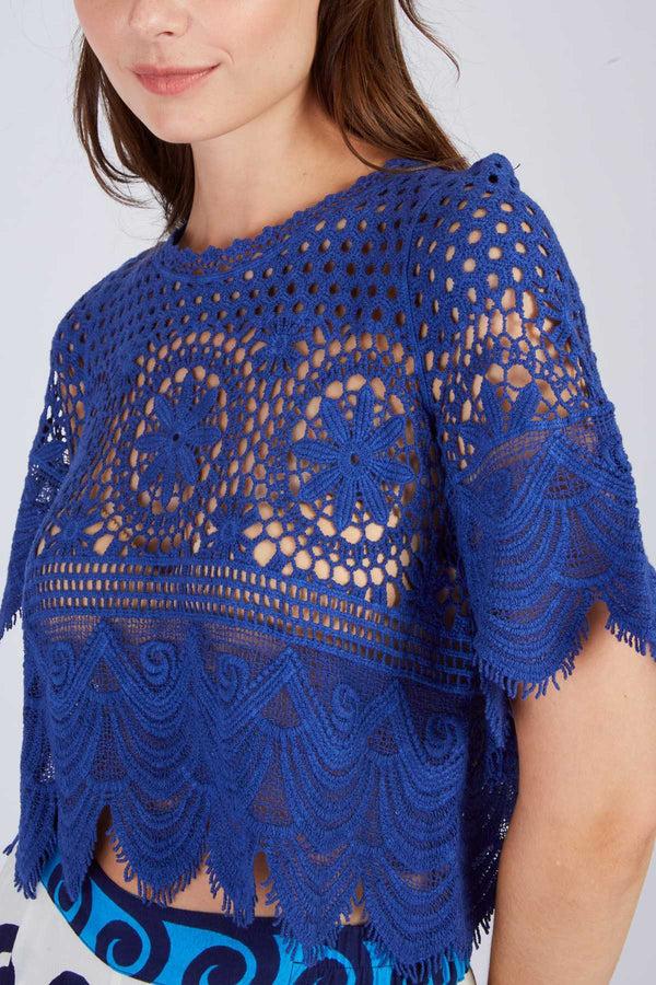 Rene Derhy Top Court En Dentelle Crochetée ELKA