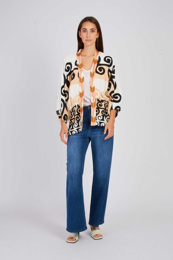 rene derhy Veste kimono imprimé JOCONDE