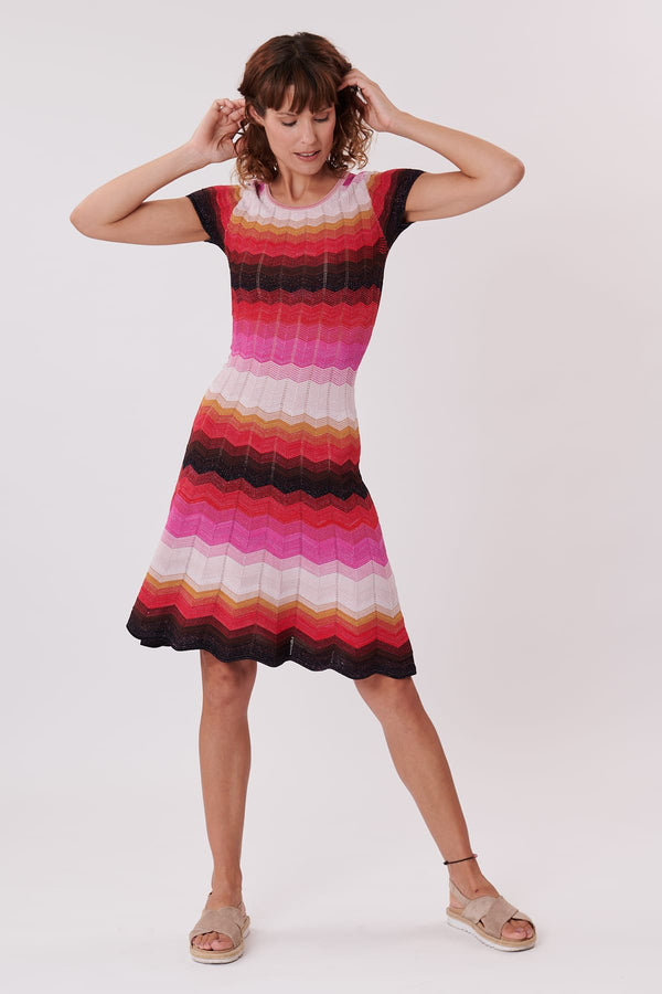 Rene Derhy Robe En Maille Jacquard Longueur Genou HAZEL