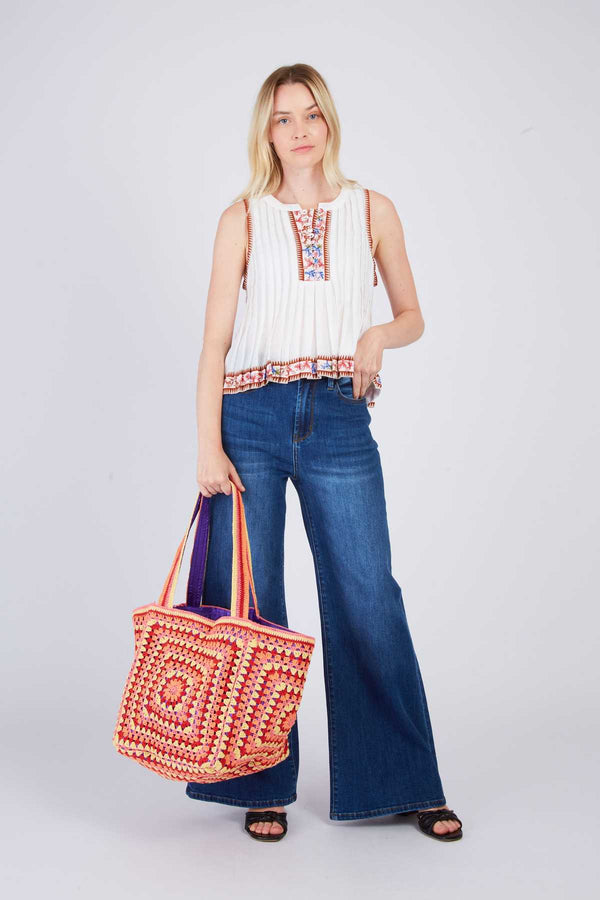 Rene Derhy Sac Cabas En Maille Motif Géométrique GIACOMA